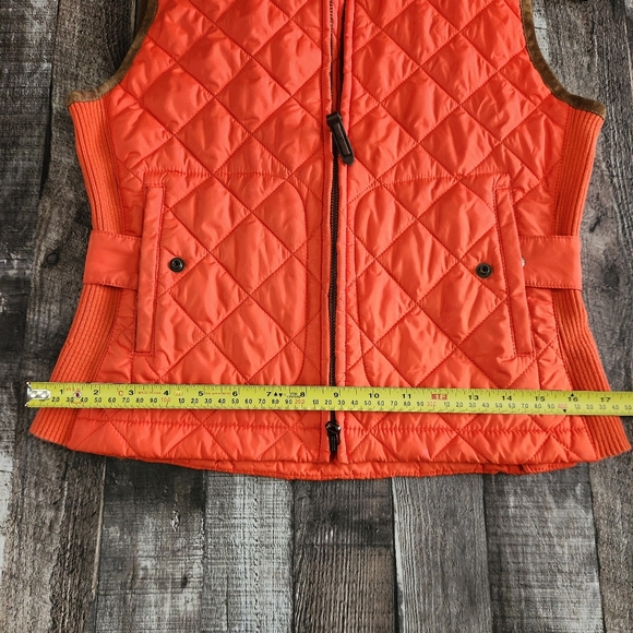 Ralph Lauren Sport Orange Quilted Suede Zip Front Vest Women's Medium - Picture 12 of 14